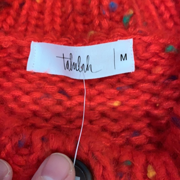 Talulah- Red Cropped Crochet Sweater- Size Medium - Picture 2 of 4